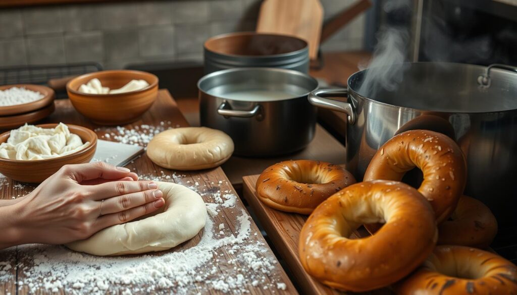 Sourdough Bagel Making Process